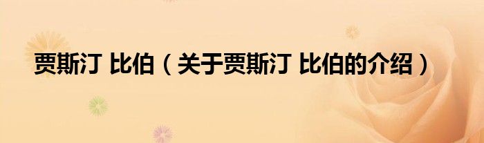 贾斯汀 比伯（关于贾斯汀 比伯的介绍）