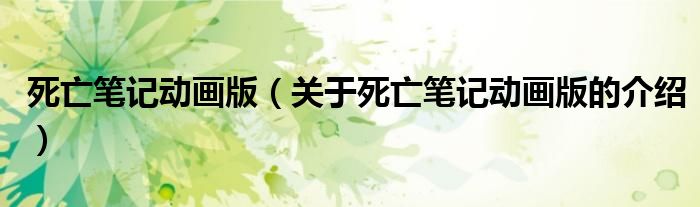 死亡笔记动画版（关于死亡笔记动画版的介绍）