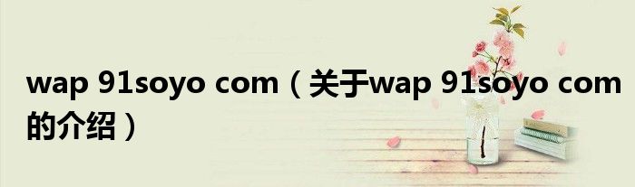 wap 91soyo com（关于wap 91soyo com的介绍）