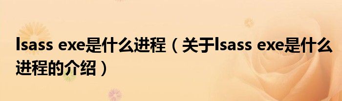 lsass exe是什么进程（关于lsass exe是什么进程的介绍）