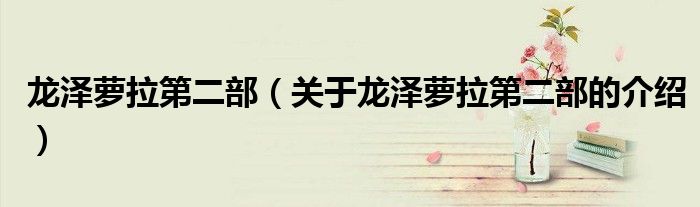 龙泽萝拉第二部（关于龙泽萝拉第二部的介绍）