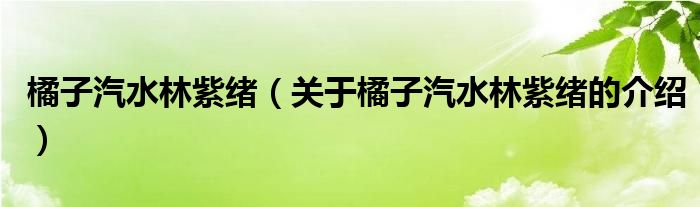 橘子汽水林紫绪（关于橘子汽水林紫绪的介绍）