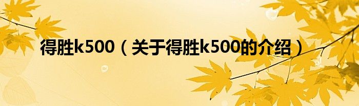 得胜k500（关于得胜k500的介绍）