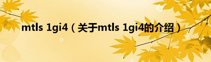 mtls 1gi4（关于mtls 1gi4的介绍）