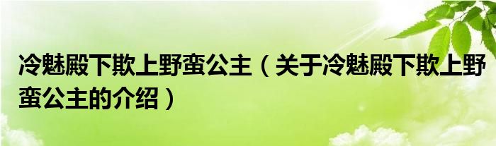 冷魅殿下欺上野蛮公主（关于冷魅殿下欺上野蛮公主的介绍）