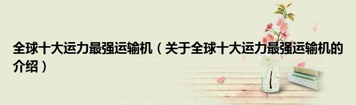 全球十大运力最强运输机（关于全球十大运力最强运输机的介绍）