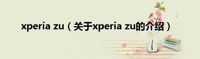 xperia zu（关于xperia zu的介绍）