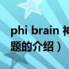 phi brain 神之谜题（关于phi brain 神之谜题的介绍）