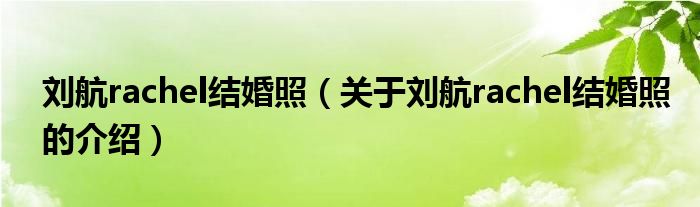 刘航rachel结婚照（关于刘航rachel结婚照的介绍）