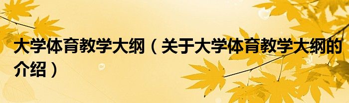 大学体育教学大纲（关于大学体育教学大纲的介绍）