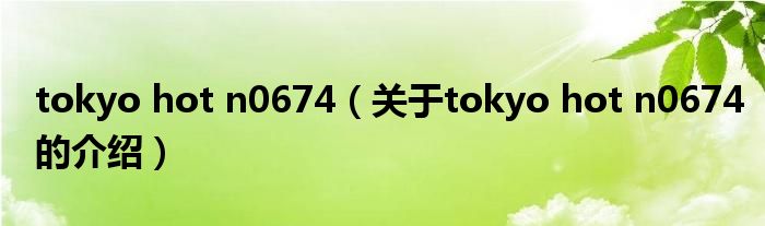 tokyo hot n0674（关于tokyo hot n0674的介绍）