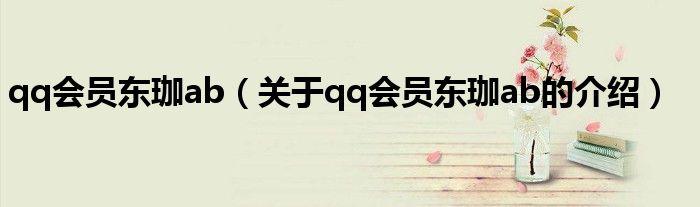 qq会员东珈ab（关于qq会员东珈ab的介绍）
