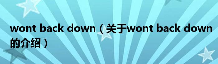 wont back down（关于wont back down的介绍）