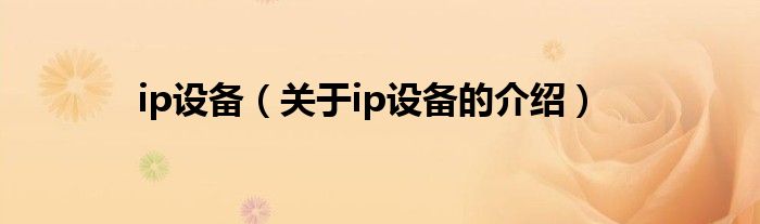 ip设备（关于ip设备的介绍）