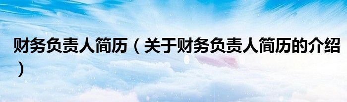 财务负责人简历（关于财务负责人简历的介绍）