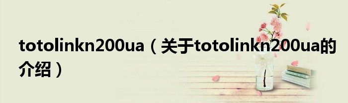 totolinkn200ua（关于totolinkn200ua的介绍）