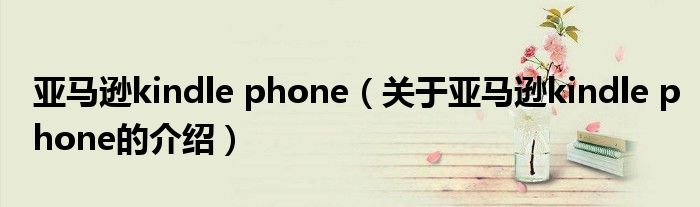亚马逊kindle phone（关于亚马逊kindle phone的介绍）