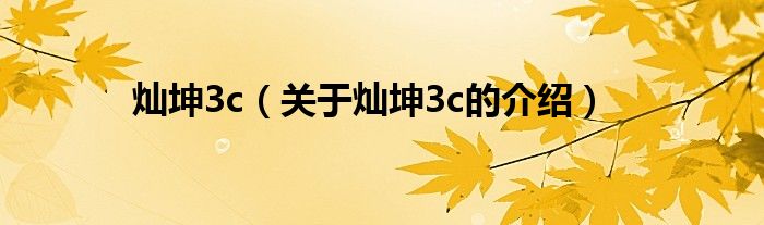 灿坤3c（关于灿坤3c的介绍）