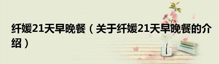 纤媛21天早晚餐（关于纤媛21天早晚餐的介绍）