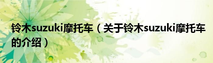 铃木suzuki摩托车（关于铃木suzuki摩托车的介绍）