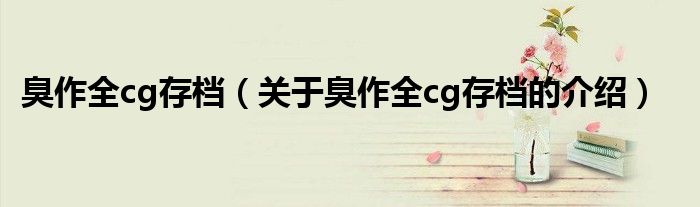 臭作全cg存档（关于臭作全cg存档的介绍）