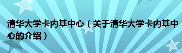 清华大学卡内基中心（关于清华大学卡内基中心的介绍）
