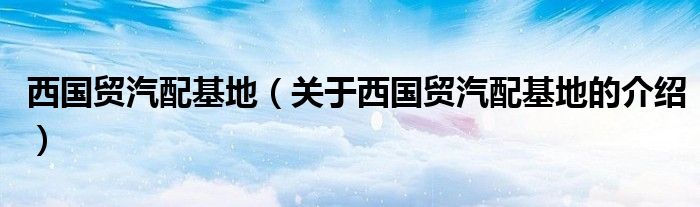 西国贸汽配基地（关于西国贸汽配基地的介绍）