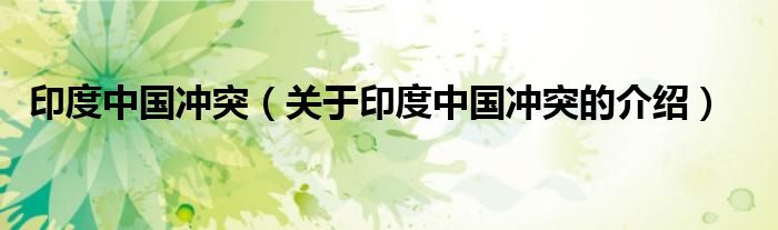 印度中国冲突（关于印度中国冲突的介绍）