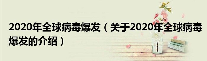 2020年全球病毒爆发（关于2020年全球病毒爆发的介绍）