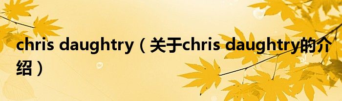 chris daughtry（关于chris daughtry的介绍）