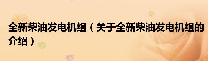 全新柴油发电机组（关于全新柴油发电机组的介绍）