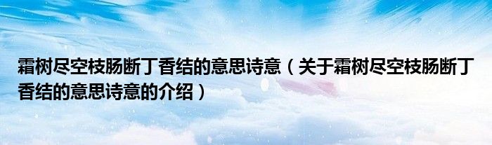 霜树尽空枝肠断丁香结的意思诗意（关于霜树尽空枝肠断丁香结的意思诗意的介绍）