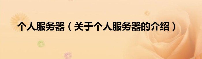 个人服务器（关于个人服务器的介绍）
