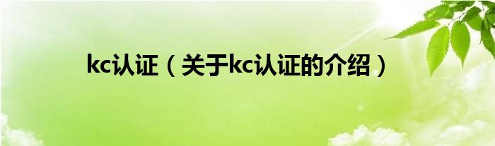 kc认证（关于kc认证的介绍）