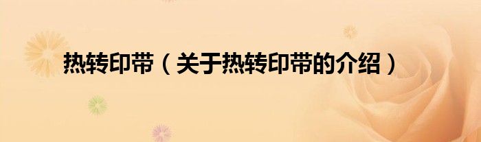 热转印带（关于热转印带的介绍）