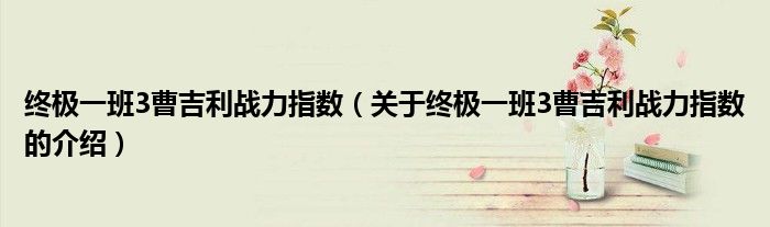 终极一班3曹吉利战力指数（关于终极一班3曹吉利战力指数的介绍）