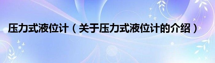 压力式液位计（关于压力式液位计的介绍）