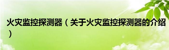 火灾监控探测器（关于火灾监控探测器的介绍）