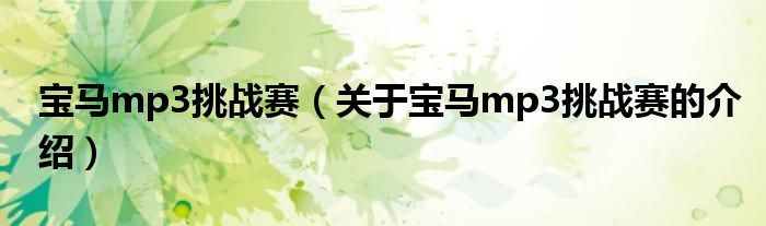 宝马mp3挑战赛（关于宝马mp3挑战赛的介绍）