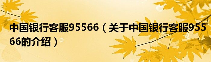 中国银行客服95566（关于中国银行客服95566的介绍）