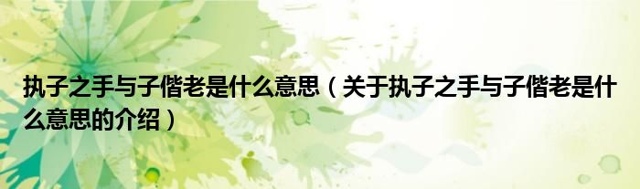 执子之手与子偕老是什么意思（关于执子之手与子偕老是什么意思的介绍）