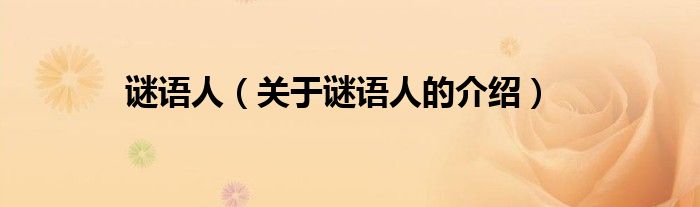 谜语人（关于谜语人的介绍）