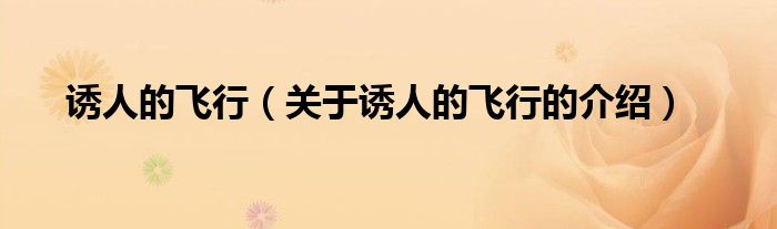 诱人的飞行（关于诱人的飞行的介绍）