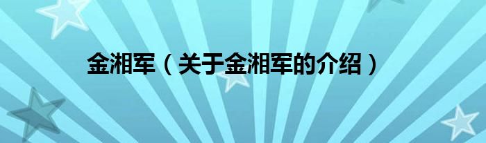 金湘军（关于金湘军的介绍）