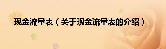 现金流量表（关于现金流量表的介绍）