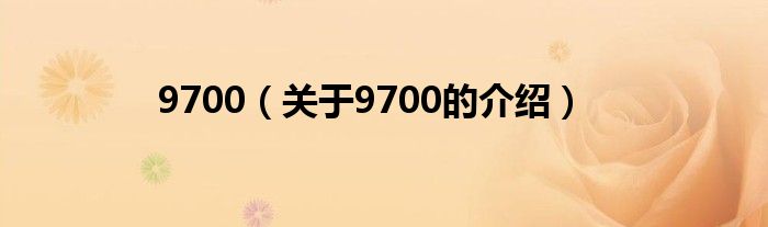 9700（关于9700的介绍）