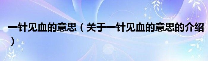 一针见血的意思（关于一针见血的意思的介绍）