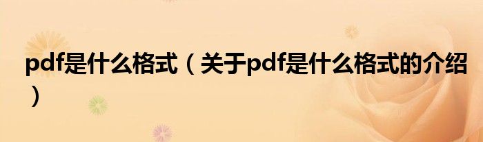 pdf是什么格式（关于pdf是什么格式的介绍）