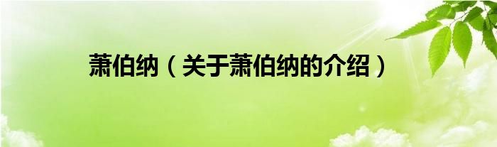 萧伯纳（关于萧伯纳的介绍）