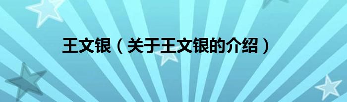 王文银（关于王文银的介绍）